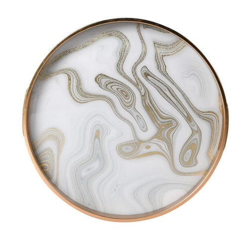 Set of 2 Swirl Round Gold Trays